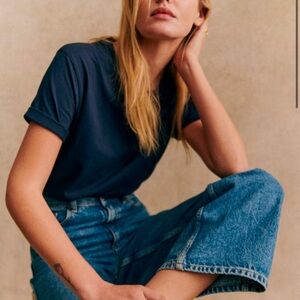 NWT Sezane Navy Conrad T Shirt size L